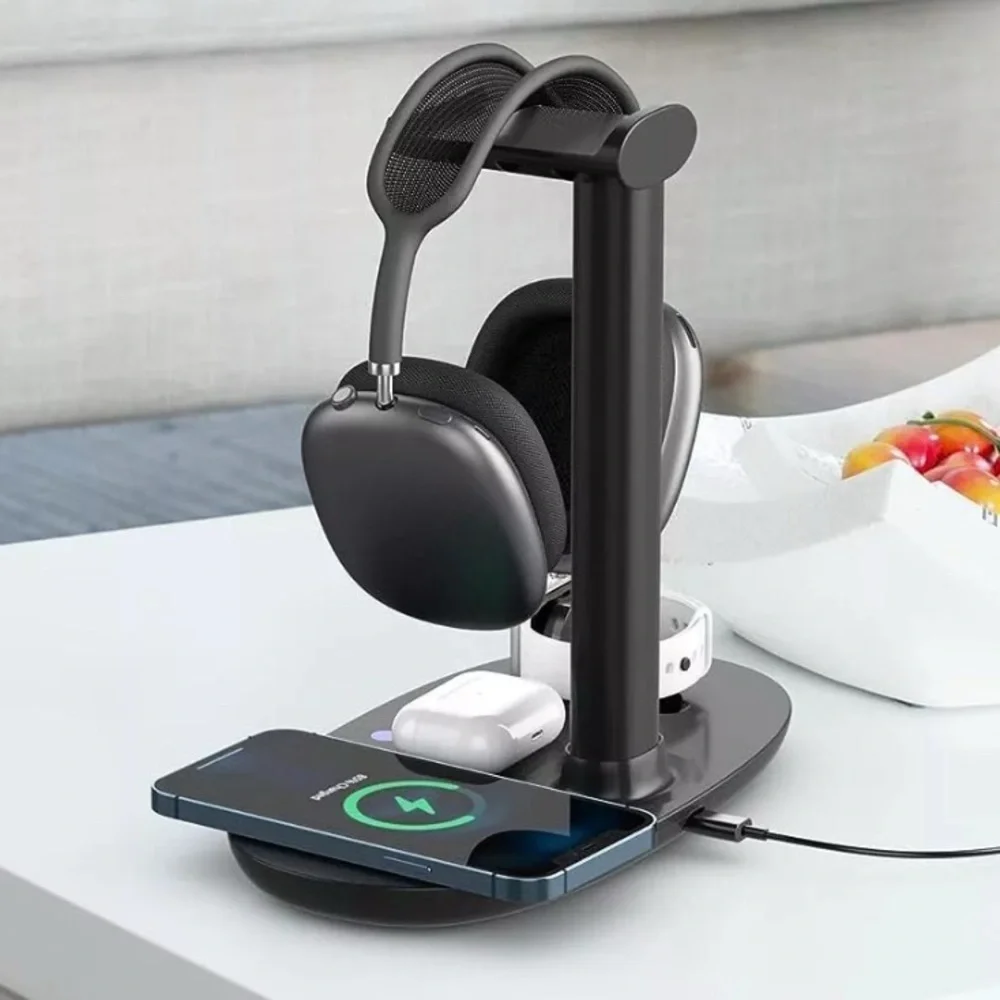 Navor 4-in-1 15W Dock Station & Headphone Stand for iPhone, Samsung